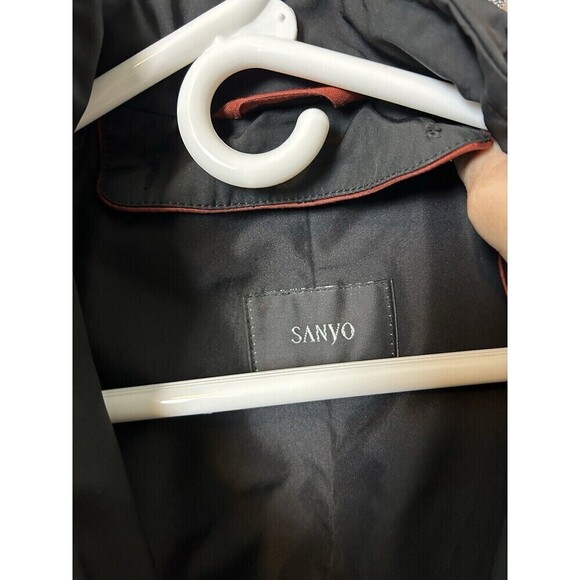 SANYO NY Men's XL Black Water Repellant Shell Poly Coat Inner Zip Button Lined - Picture 3 of 10